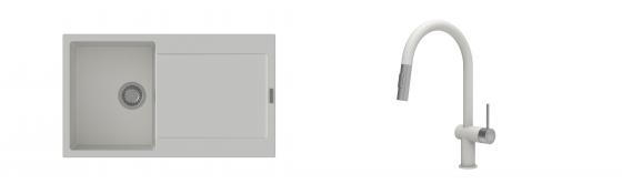 K-StrongSinks S3 mosogató szett Zala 860x500mm fehér + csaptelep Neris fehér