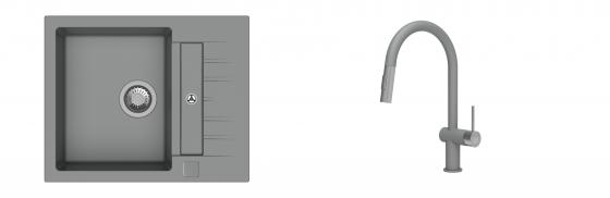 K-StrongSinks S3 mosogató szett Vardar 615x500mm szürke + csaptelep Neris szürke