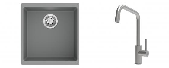 K-StrongSinks S3 mosogató szett Hron 430x460mm szürke + csaptelep Arda nerez