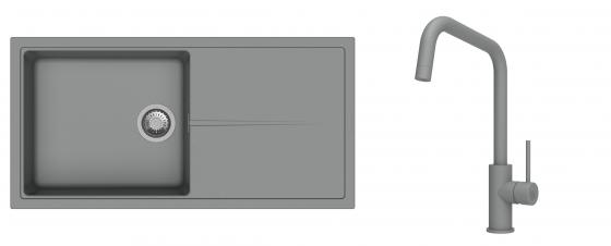 K-StrongSinks S3 mosogató szett Labe 1000x500mm szürke + csaptelep Arda szürke