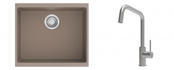 K-StrongSinks S3 mosogató szett Hron 530x460mm bézs + csaptelep Arda nerez