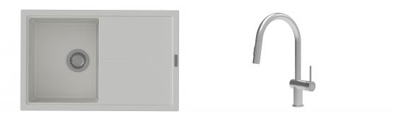 K-StrongSinks S3 mosogató szett Labe 780x500mm fehér + csaptelep Neris nerez
