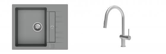 K-StrongSinks S3 mosogató szett Vardar 615x500mm szürke + csaptelep Neris nerez
