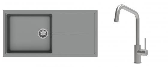 K-StrongSinks S3 mosogató szett Labe 1000x500mm szürke + csaptelep Arda nerez