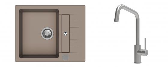 K-StrongSinks S3 mosogató szett Vardar 615x500mm bézs + csaptelep Arda nerez