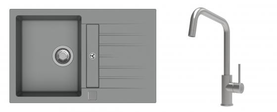 K-StrongSinks S3 mosogató szett Vardar 780x500mm szürke + csaptelep Arda nerez