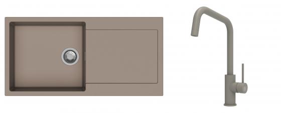 K-StrongSinks S3 mosogató szett Zala 1000x500mm bézs + csaptelep Arda bézs