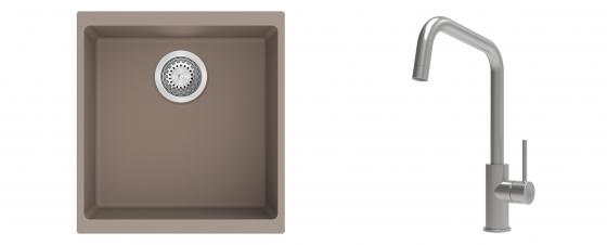 K-StrongSinks S3 mosogató szett Hron 430x460mm bézs + csaptelep Arda nerez