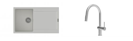 K-StrongSinks S3 mosogató szett Zala 860x500mm fehér + csaptelep Neris nerez