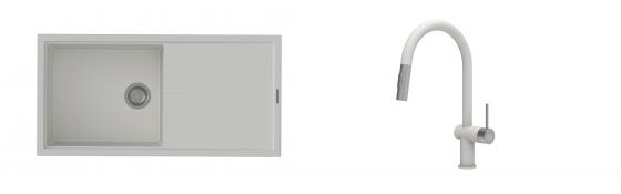 K-StrongSinks S3 mosogató szett Labe 1000x500mm fehér + csaptelep Neris fehér
