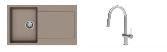 K-StrongSinks S3 mosogató szett Zala 860x500mm bézs + csaptelep Neris nerez