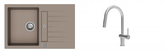K-StrongSinks S3 mosogató szett Vardar 780x500mm bézs + csaptelep Neris nerez