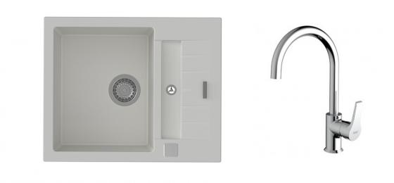 K-StrongSinks S3 mosogató szett Vardar 615 fehér + Rhona csaptelep króm