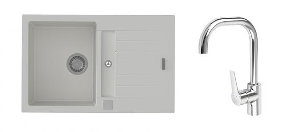 K-StrongSinks S3 mosogató szett Vardar 780 fehér + Garonne csaptelep króm