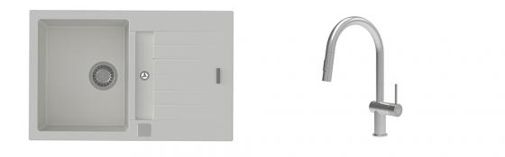 K-StrongSinks S3 mosogató szett Vardar 780x500mm fehér + csaptelep Neris nerez