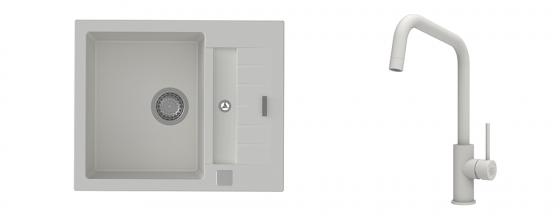 K-StrongSinks S3 mosogató szett Vardar 615x500mm fehér + csaptelep Arda fehér