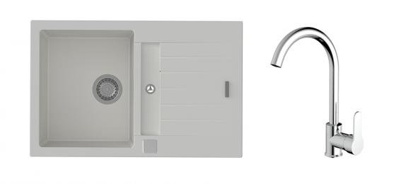 K-StrongSinks S3 mosogató szett Vardar 780 fehér + Seina csaptelep króm
