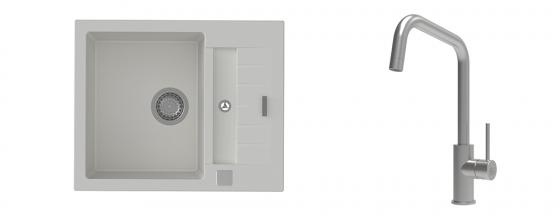 K-StrongSinks S3 mosogató szett Vardar 615x500mm fehér + csaptelep Arda nerez