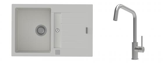 K-StrongSinks S3 mosogató szett Vardar 780x500mm fehér + csaptelep Arda nerez