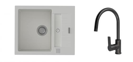 K-StrongSinks S3 mosogató szett Vardar 615 fehér + Loira csaptelep fekete