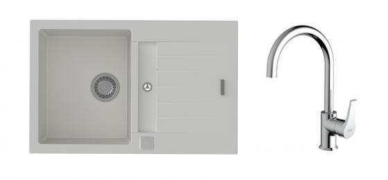 K-StrongSinks S3 mosogató szett Vardar 780 fehér + Rhona csaptelep króm