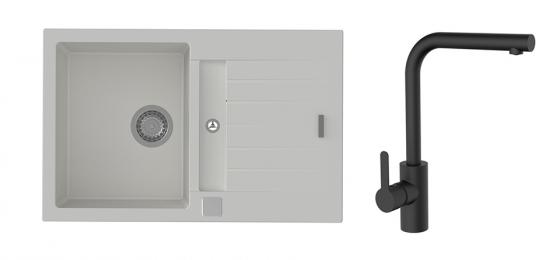 K-StrongSinks S3 mosogató szett Vardar 780 fehér + Ipoly csaptelep fekete