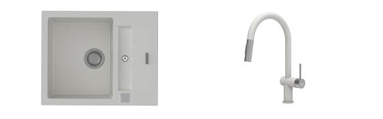 K-StrongSinks S3 mosogató szett Vardar 615x500mm fehér + csaptelep Neris fehér
