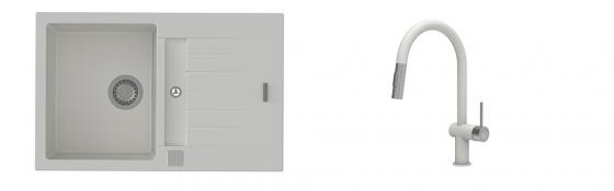 K-StrongSinks S3 mosogató szett Vardar 780x500mm fehér + csaptelep Neris fehér