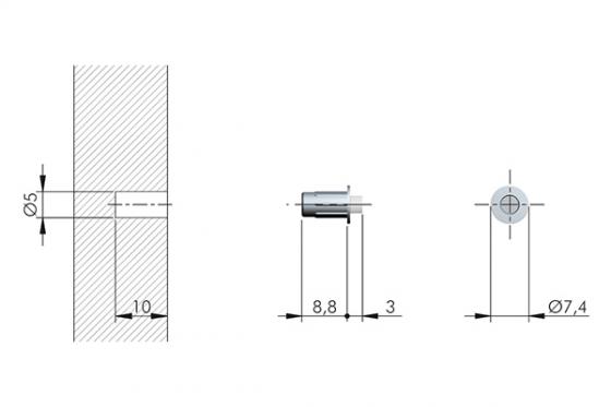 IF ajtócsillapító, beszorítható, Flex 5 mm, 10x3 mm, szürke