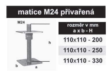 TK-oszloptalp 110x110 - 250mm anya