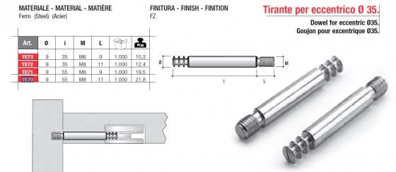 Rúd TE70 excenterhez EC35 M8x55mm cinkezett