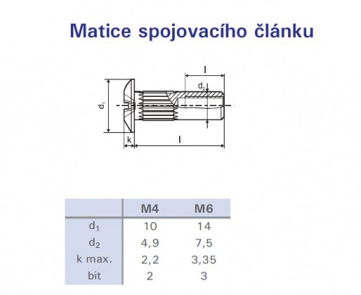 Anya összekötő elemhez M6x30mm nikkel