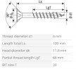 SPAX csavar 6x120/68 besülyeszthető fej TXS,W,4C MH, részleges menet