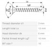 SPAX csavar 3x12 süllyesztett fej TXS, W, 4C MH