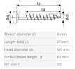 SPAX csavar 5x60 íves fely TXS,W,4C