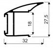 SEVROLL 03446  Libra fogantyú profil 18mm 2,70m ezüst