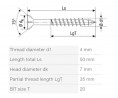 SPAX csavar M 4x50/35 besüllyeszthető fej TXS, W, C,részleges menettel