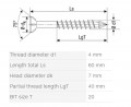SPAX csavar M 4x60/40 besüllyeszthető fej TXS, W, C,részleges menettel