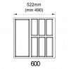 K-BLUM Legrabox M 500 mm/40 kg,szürke,csavar+evöeszköztartó Classico Kristall 60