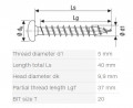 SPAX csavar 5x40 kerek fejű TSX, W, 4C,