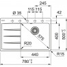 FRANKE Dřez CNG 611-78 TL/7 780 x 500 bílá led odkap vlevo