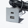 VersaPick, 1x USB A/C, négyzet alakú, rozsdamentes acél