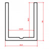 WC Al elox profil U 13 mm, hossz 2 m
