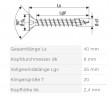 SPAX csavar 4x40 besüllyeszthető fej TXS, W, 4C MH, cink fekete