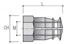 Beütő tipli BU55-M6x9/8mm sárgaréz