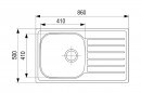 StrongSinks S1 Mosogató Mohan szatén rozsdam.acél 860x500 csepegtető,felső szer.