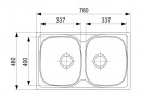 StrongSinks S1 Mosogató Welland polír. rozsdam. acél 780x480, dupla, felső szer.
