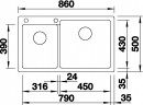BLANCO 523061 Mosogató Pleon 9 fehér InFino excenter nélkül silgránit PuraDur