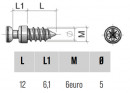 Csap polc excenterhez TI01 Euro 6x12mm