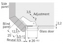 HETTICH 69600 Perfekt 5204 slide-on vložený 45° na vrtané sklo